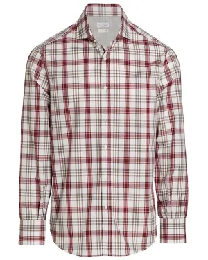 Red and Beige Plaid Sport Shirt