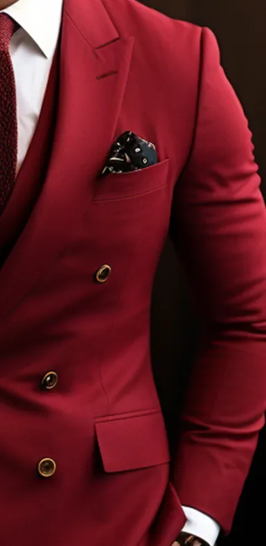 Red Double Breasted Suit for Men Classic Formal Attire