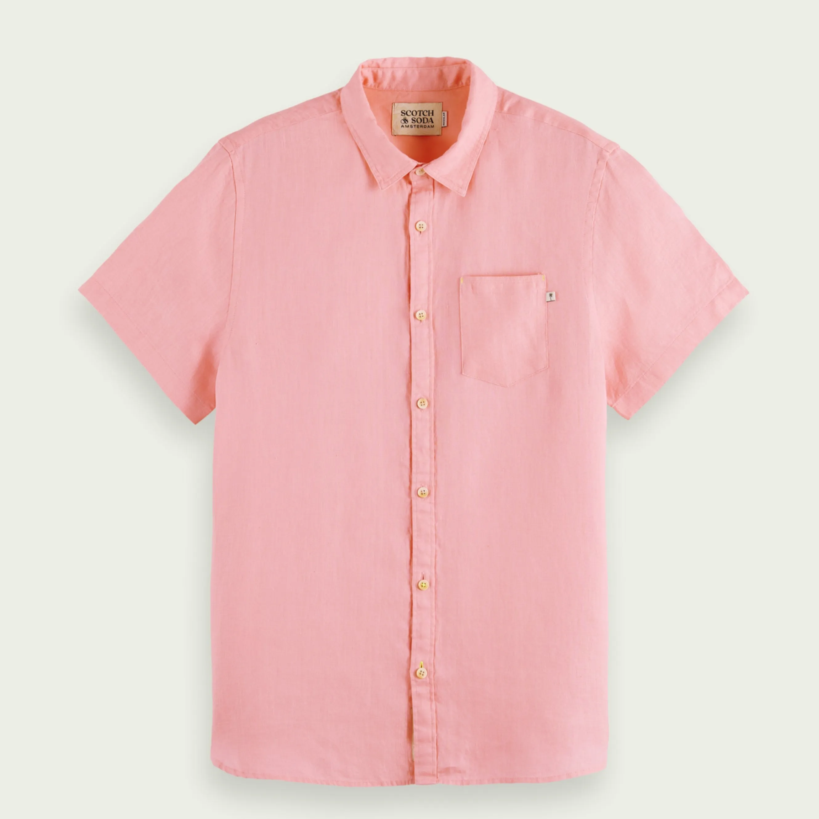 Regular Fit Linen Short Sleeve Shirt (Candy)
