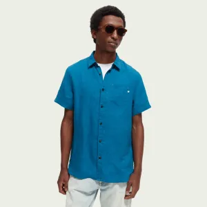 Regular Fit Linen Short Sleeve Shirt (Midnight Muse)