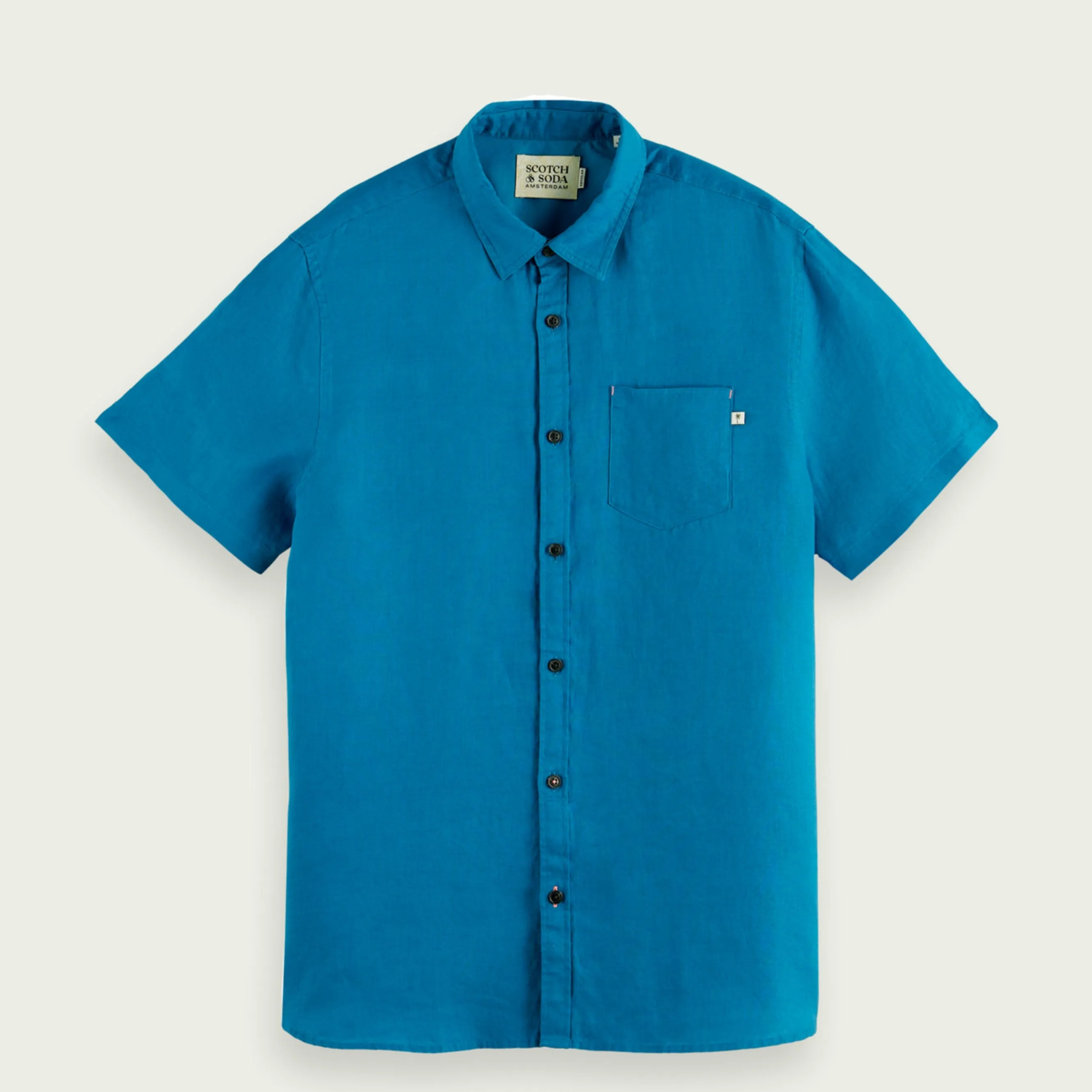 Regular Fit Linen Short Sleeve Shirt (Midnight Muse)