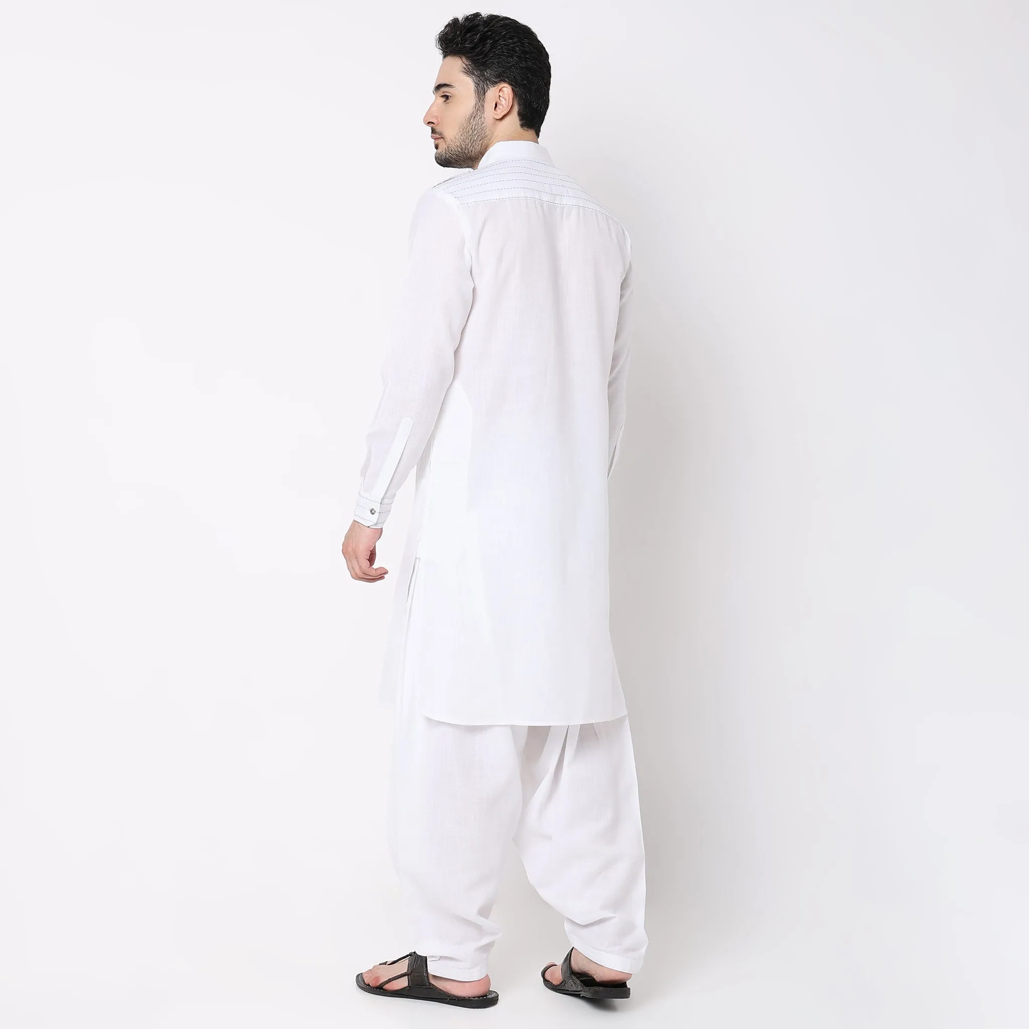 Regular Fit Solid Pathani Set