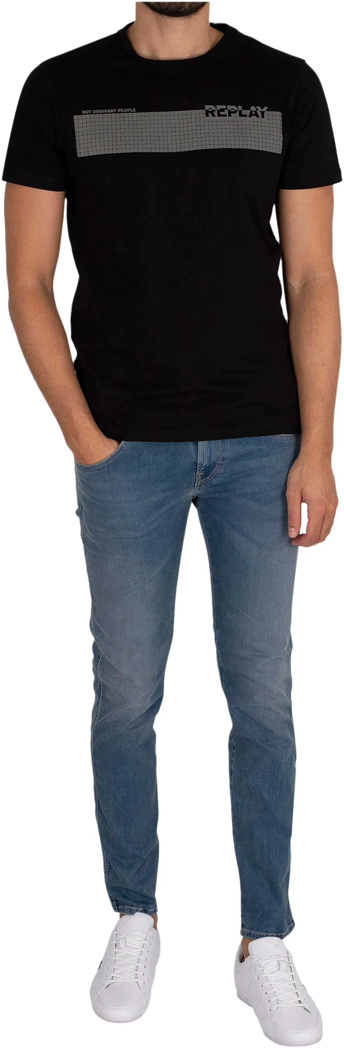 Replay Anbass Mens Light Blue Jeans For Men