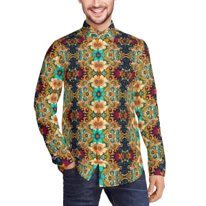 Retro Shirt Men, 60s 70s Style Shirt, Intricate Floral Top Men, Hippie Shirt Men, Men's Vintage Style Shirt, Multicolor floral Shirt Men
