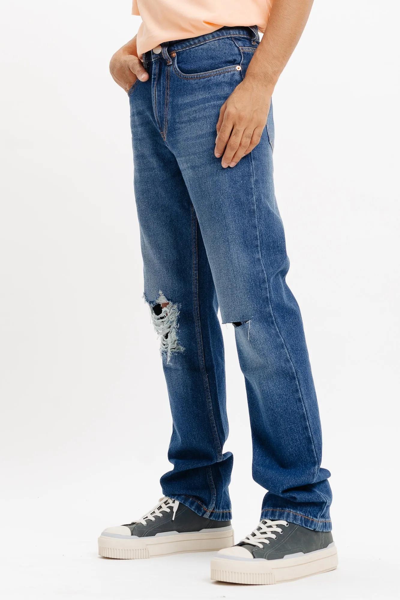 Ripped Indo Men's Straight Jeans