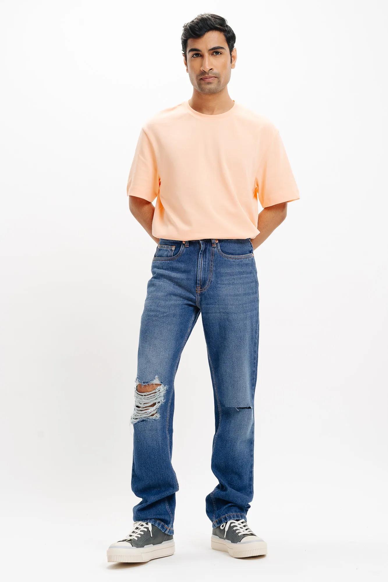 Ripped Indo Men's Straight Jeans