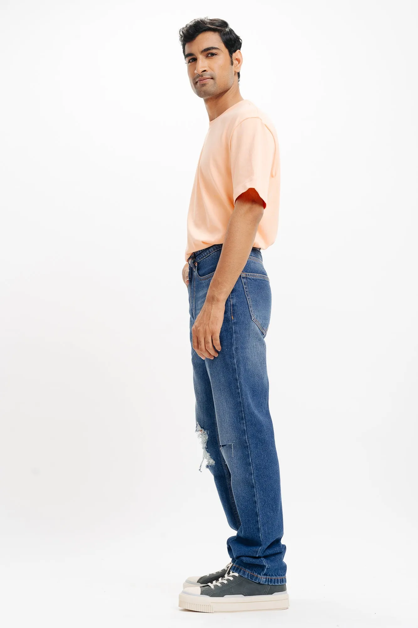 Ripped Indo Men's Straight Jeans