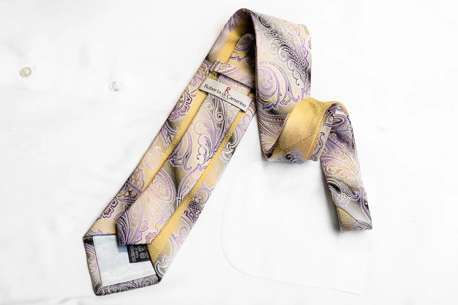 Roberta di Camerino Rhinestone Necktie Paisley On Silver With Sparkles