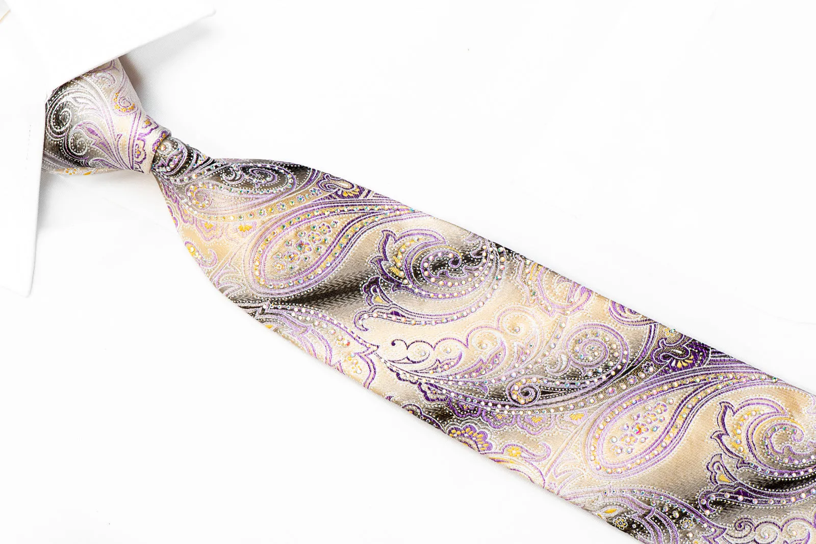 Roberta di Camerino Rhinestone Necktie Paisley On Silver With Sparkles