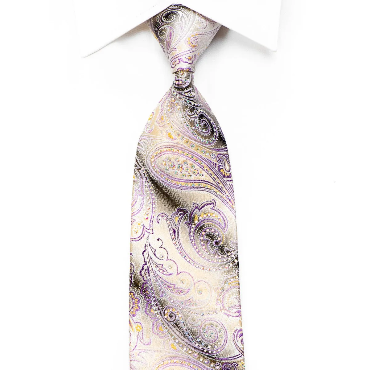 Roberta di Camerino Rhinestone Necktie Paisley On Silver With Sparkles