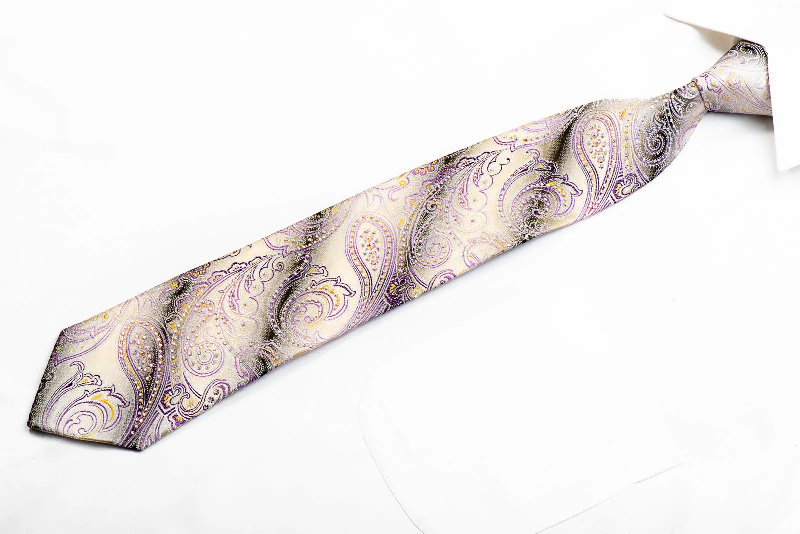 Roberta di Camerino Rhinestone Necktie Paisley On Silver With Sparkles