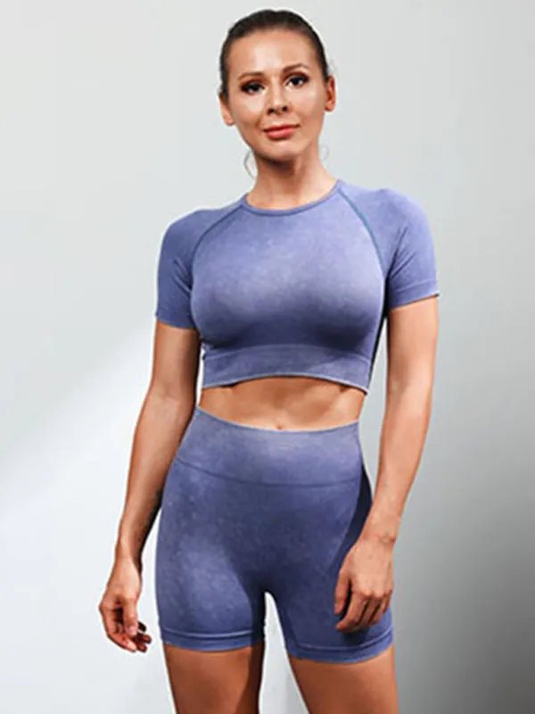 Robin New Multi-Color Yoga Sports Short-Sleeved Shorts Set