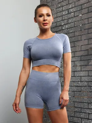 Robin New Multi-Color Yoga Sports Short-Sleeved Shorts Set