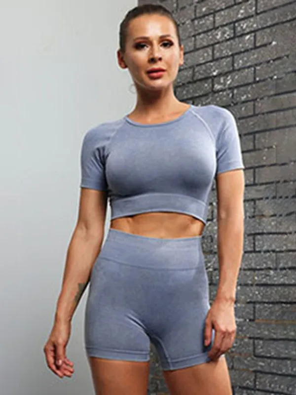 Robin New Multi-Color Yoga Sports Short-Sleeved Shorts Set
