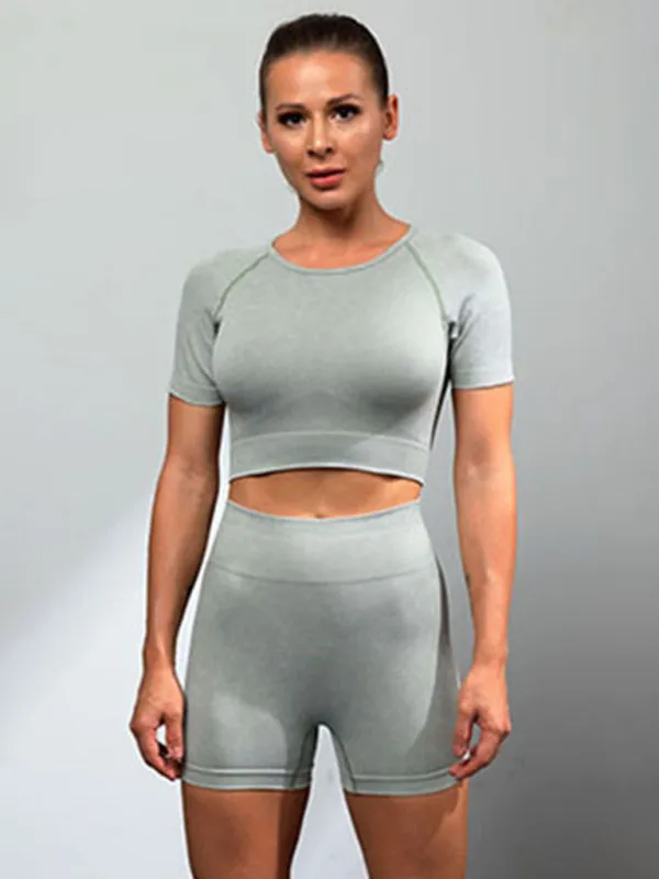 Robin New Multi-Color Yoga Sports Short-Sleeved Shorts Set