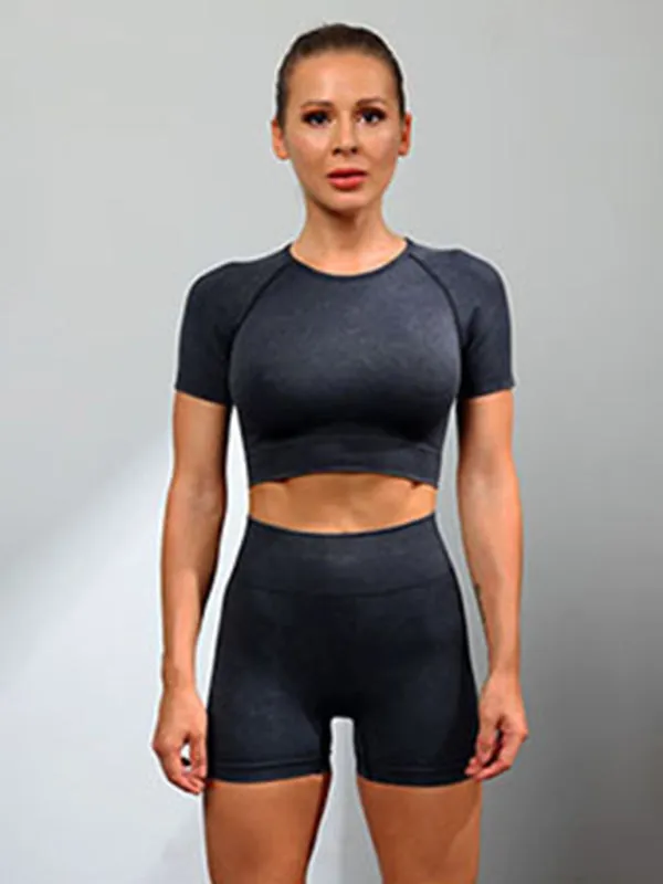 Robin New Multi-Color Yoga Sports Short-Sleeved Shorts Set