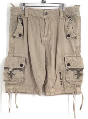 Rock Revival Men's Beige Cotton Cargo Shorts - Size 38