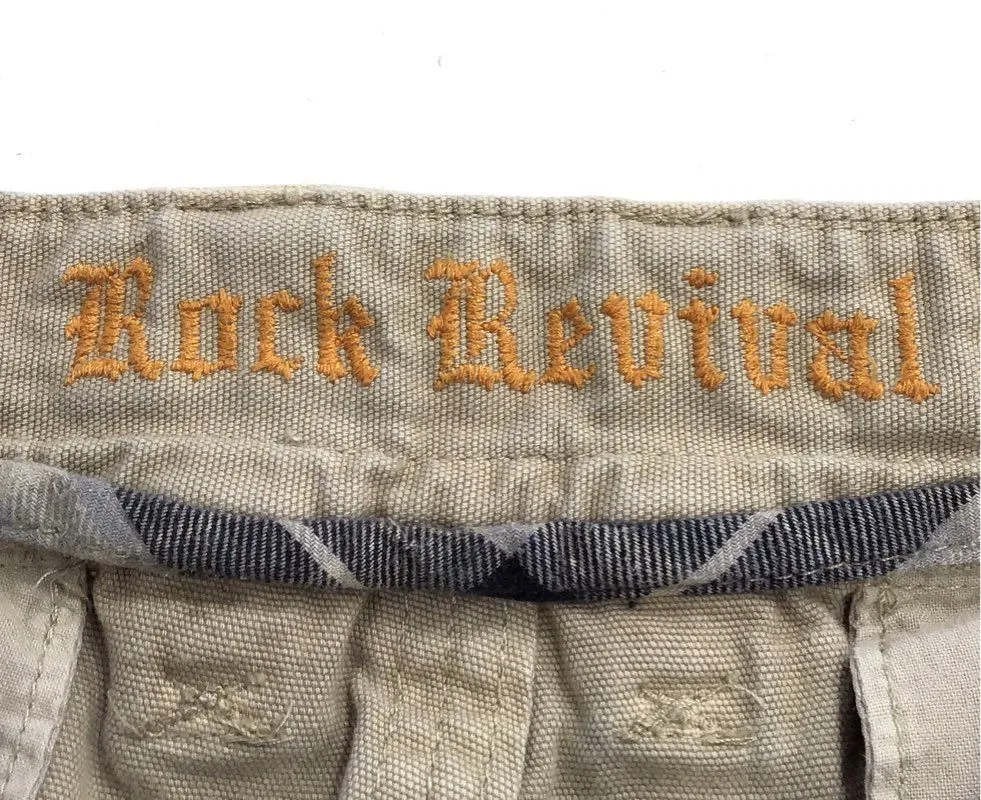Rock Revival Men's Beige Cotton Cargo Shorts - Size 38