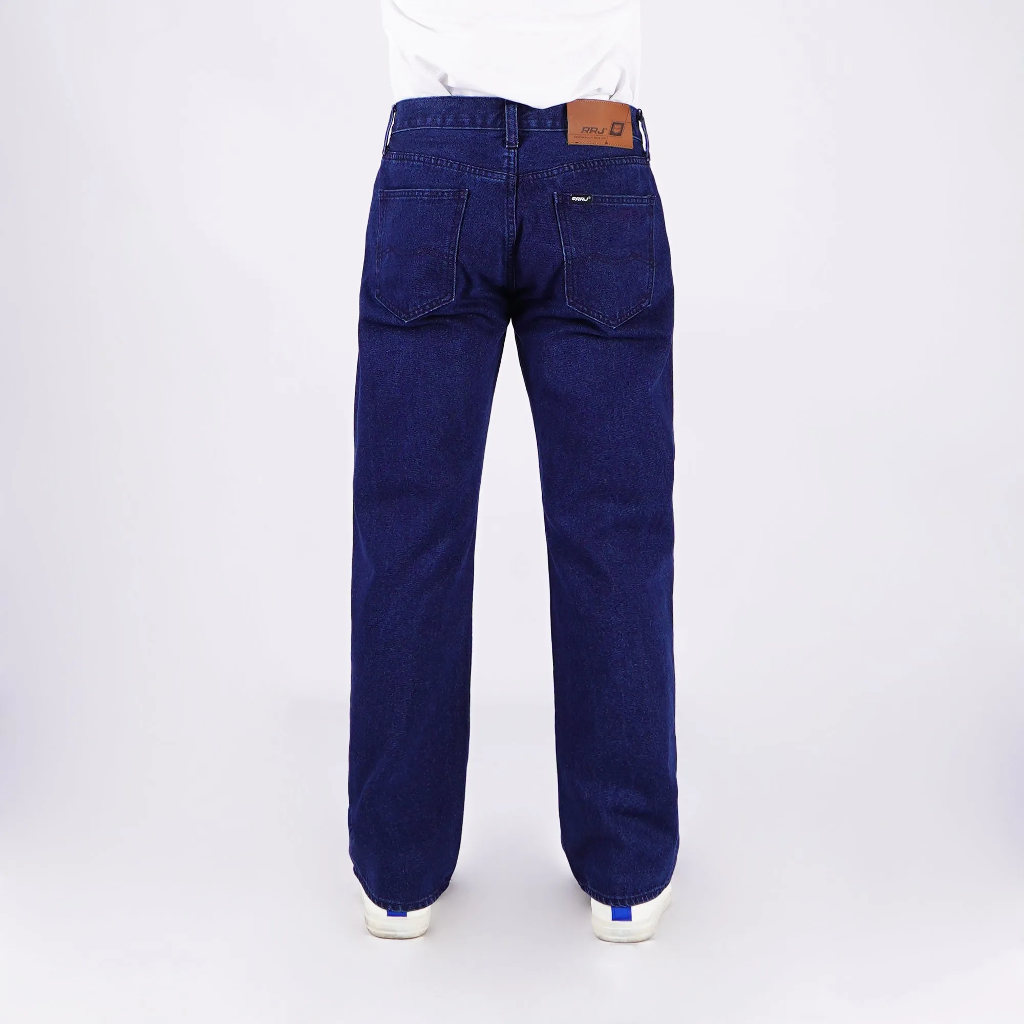 RRJ Men's Basic Denim Pants Regular Fitting Mid-Rise Extreme Wash Fabric 171051-U (Dark Shade)
