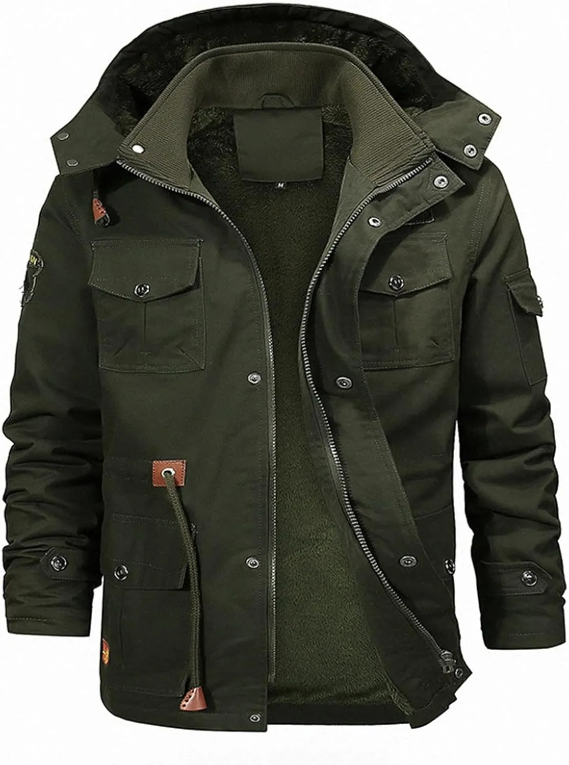 RTRDE Mens Coat Winter Jacket Military Tactial Fleece Lined Thick Work Coats Warm Cargo Hooded Jackets Coat, XL-4XL