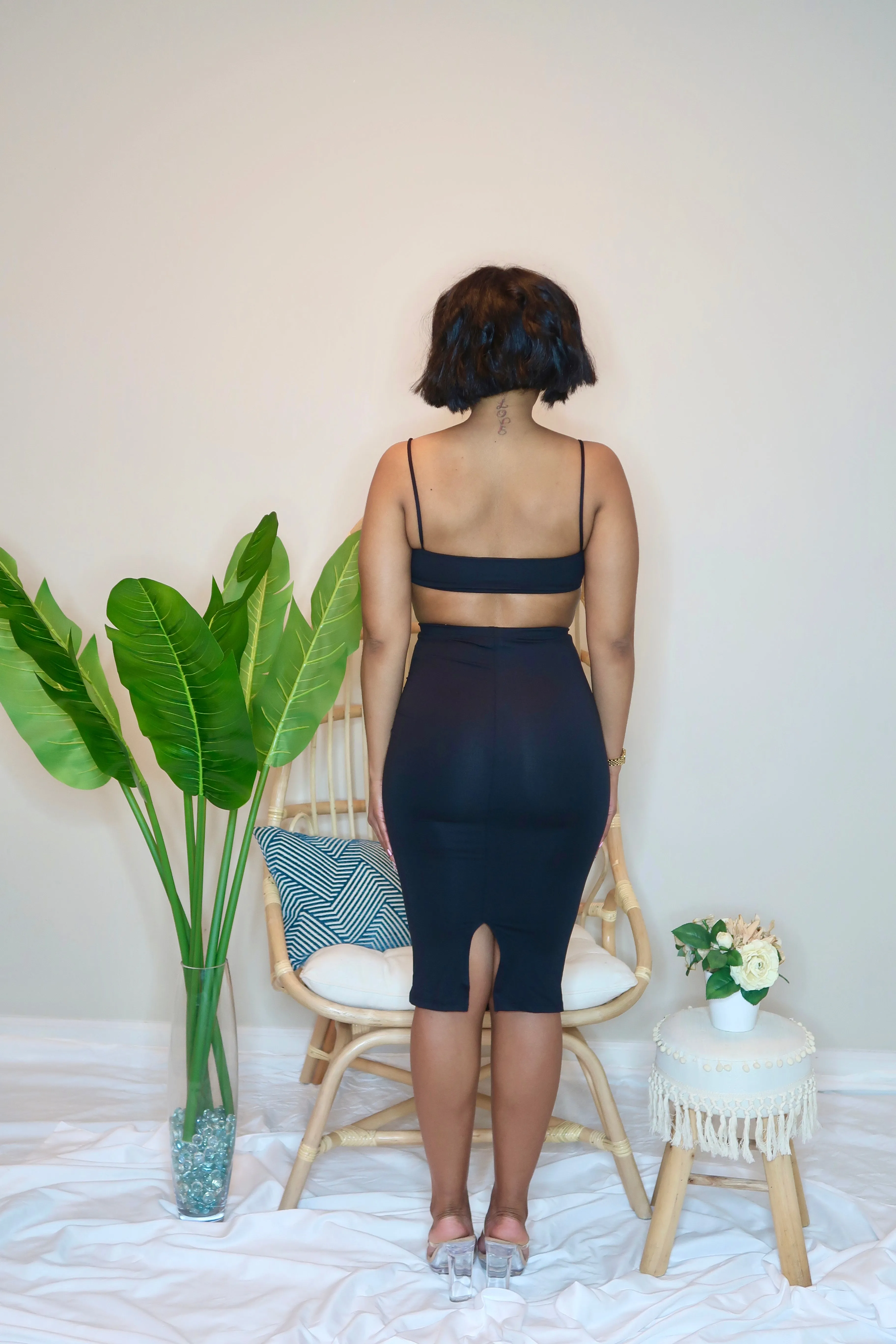 Ruched and Ready Skirt Set-Black