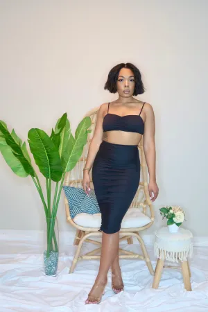 Ruched and Ready Skirt Set-Black