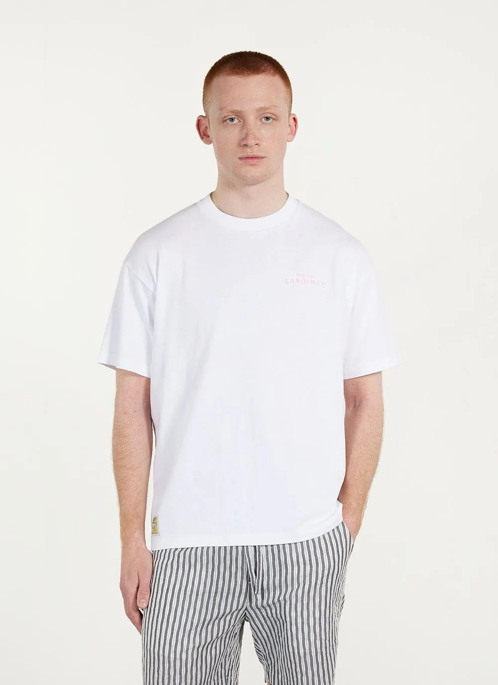 Sardines Oversized T Shirt | Embroidered Organic Cotton | White