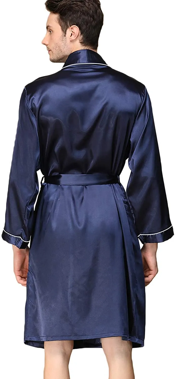 Satin Silk Spa Long Sleeve Kimono Robe