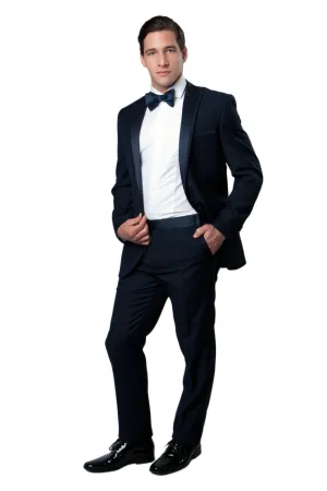 Satin Trim Peak Lapel Tuxedo - MT187S-02 Slim Fit for Prom & Wedding