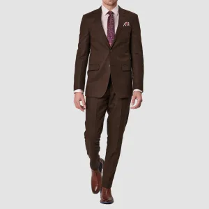 Savile Row Tailored Fit Mens Abram Linen Suit in Brown
