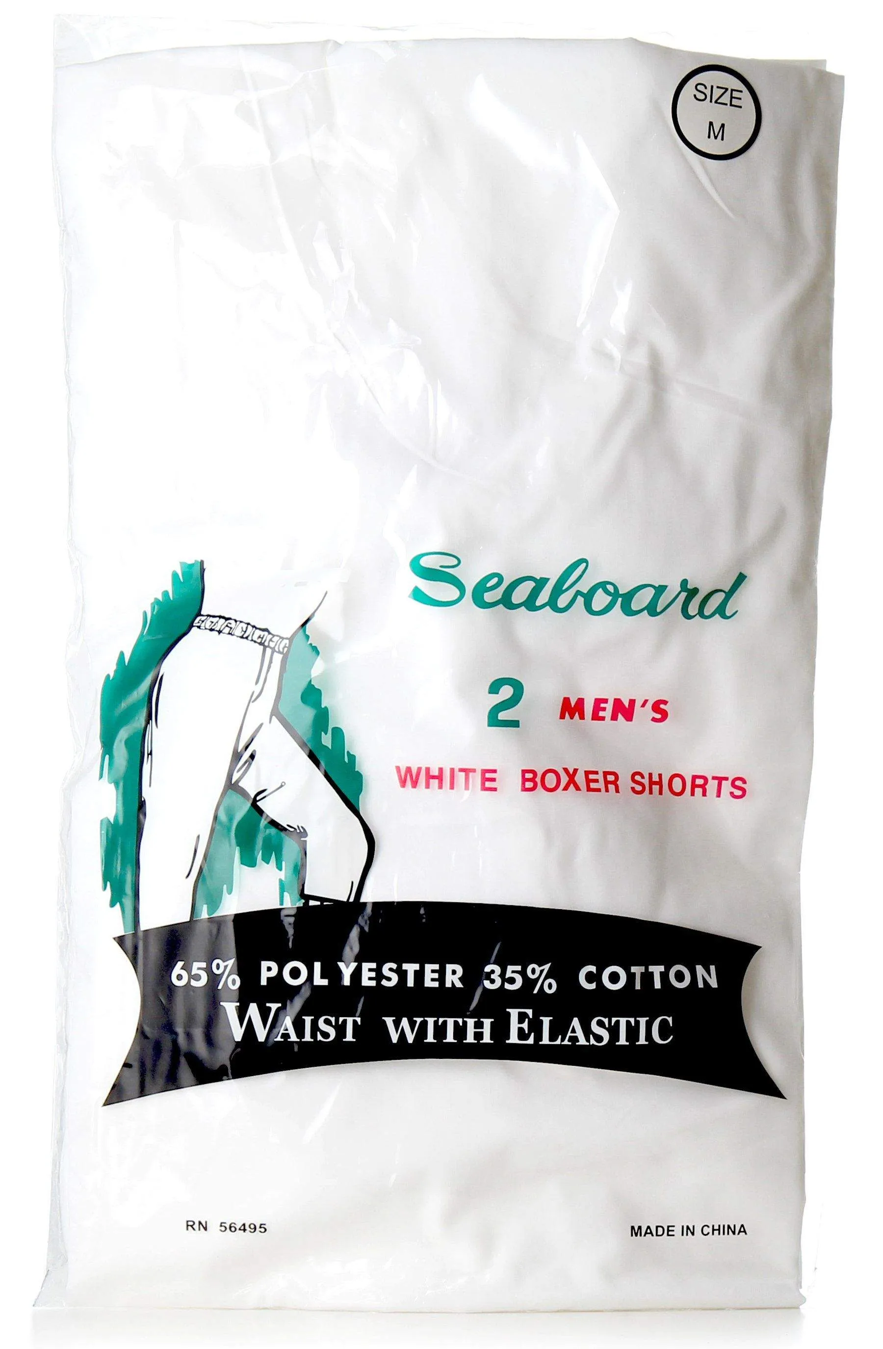 Seaboard Mens White Boxer Shorts Pack of 2