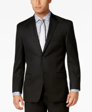 Sean John Mens Classic fit Sport Coat Blazer 52 R Black Solid