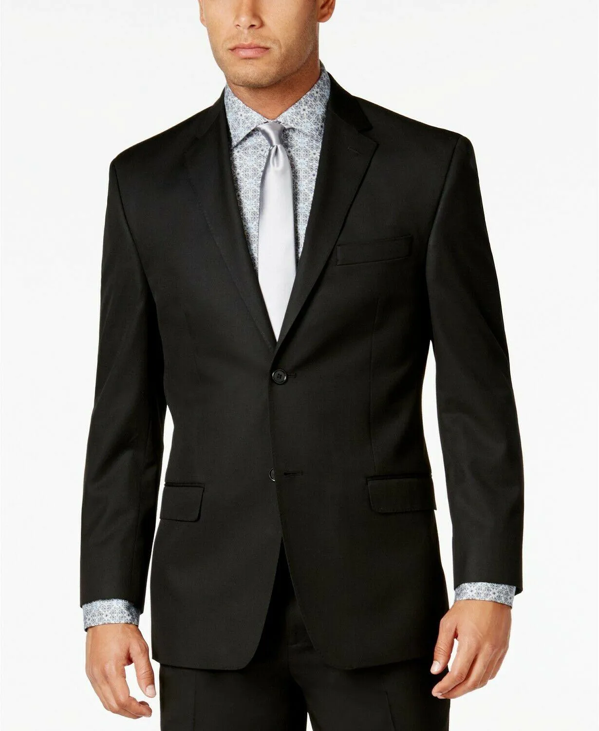 Sean John Mens Classic fit Sport Coat Blazer 52 R Black Solid