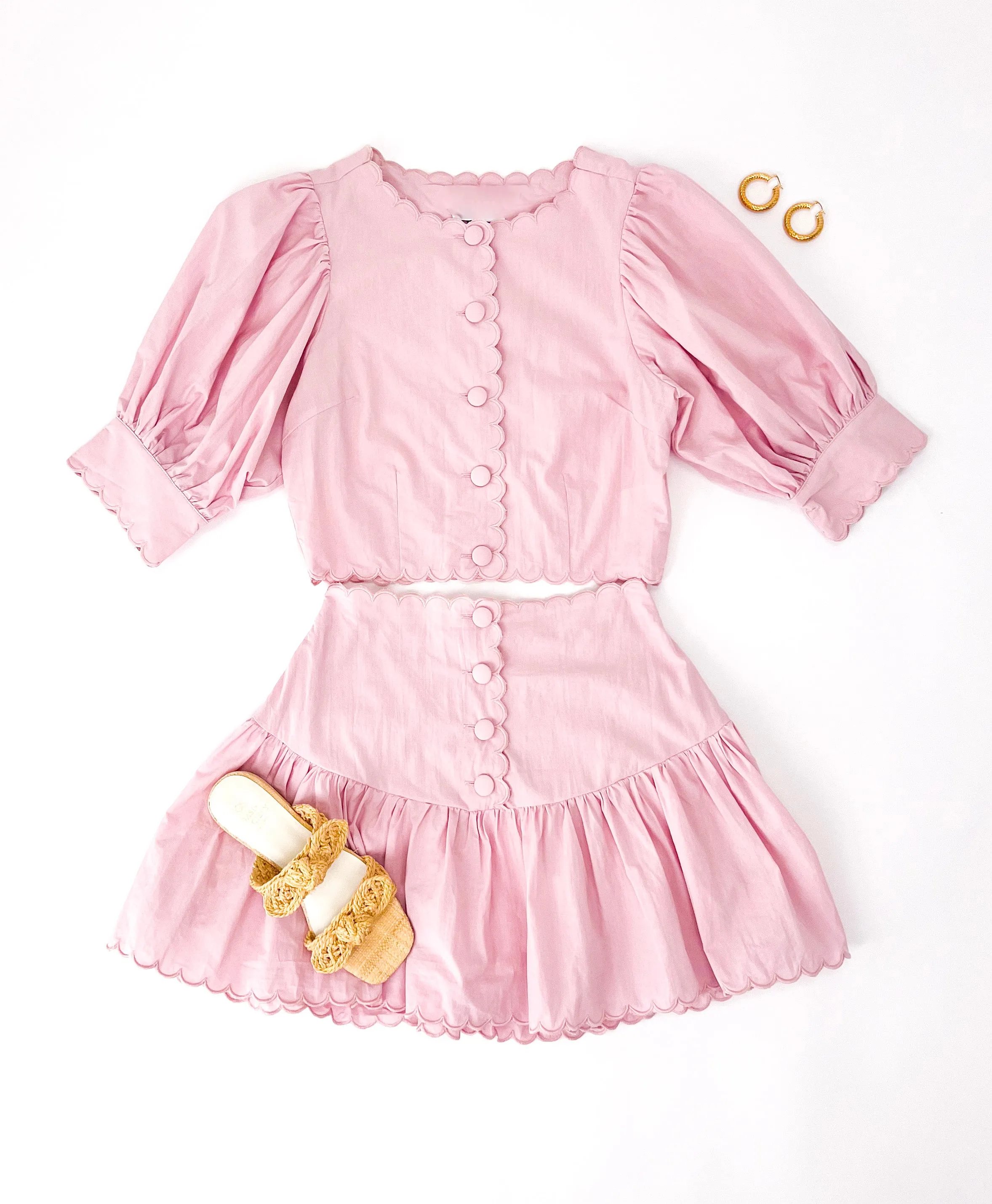 SECOND CHANCES MAUVE SCALLOP SKIRT SET