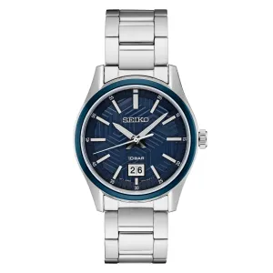 Seiko Essentials Collection Men's Blue Dial Silver Stainless Steel Strap Quartz Watch - SUR559