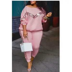 Sequin Long Sleeve Tracksuits Set
