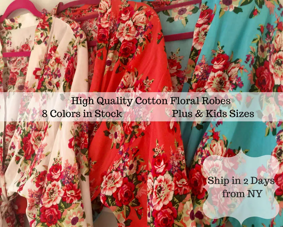 Set of 3  Bridesmaid Robes, Unique Bridesmaid Gifts, Getting Ready Robes, Set of Robes, Kimono Robe, Fast Shipping from New York
