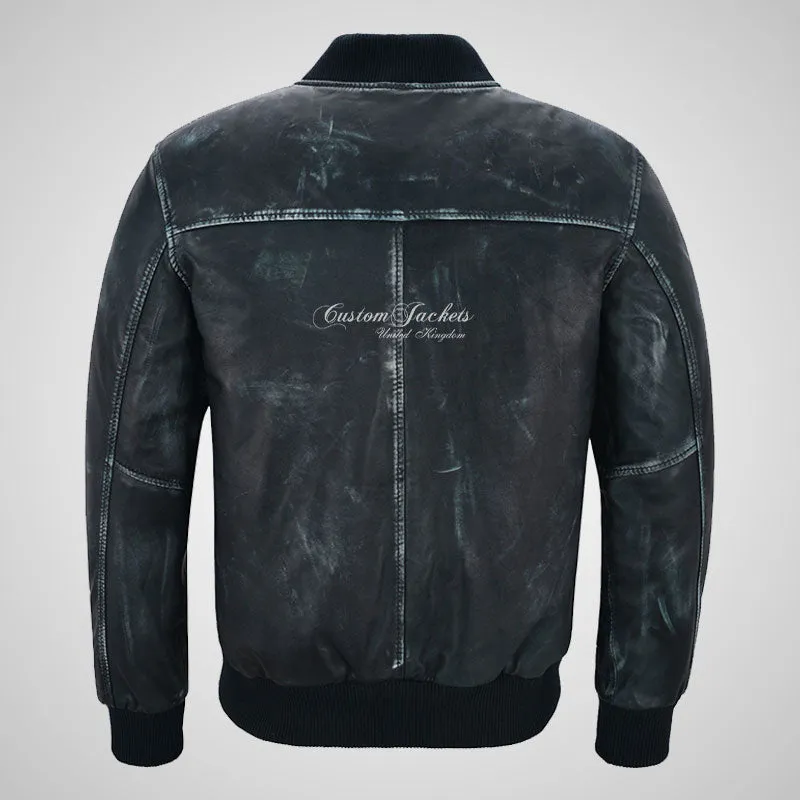 SEVENTIES 70’s Vintage Waxed Leather Bomber Jacket For Mens