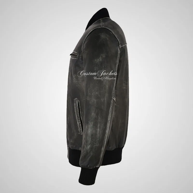 SEVENTIES 70’s Vintage Waxed Leather Bomber Jacket For Mens