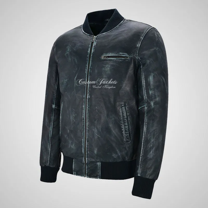 SEVENTIES 70’s Vintage Waxed Leather Bomber Jacket For Mens