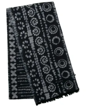 Shabori Print Silk Scarf in Navy