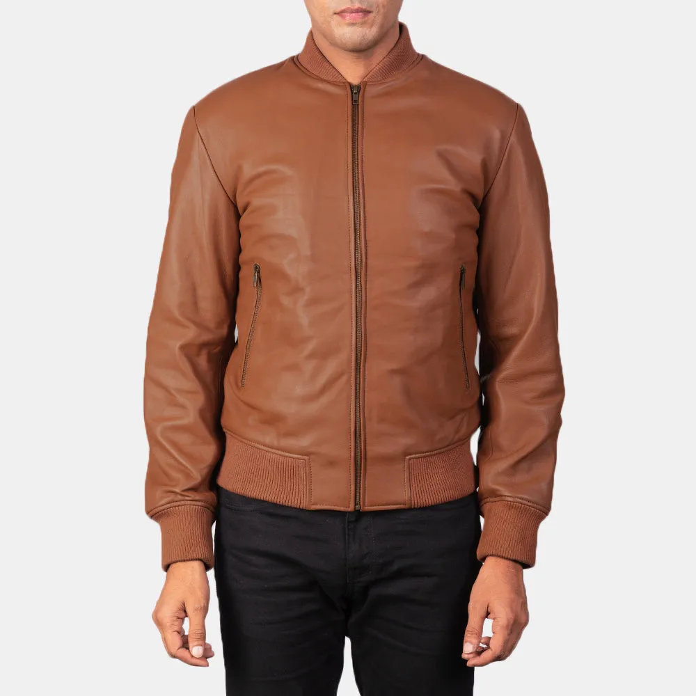 Shane Brown Leather Bomber Jacket Up to 5XL