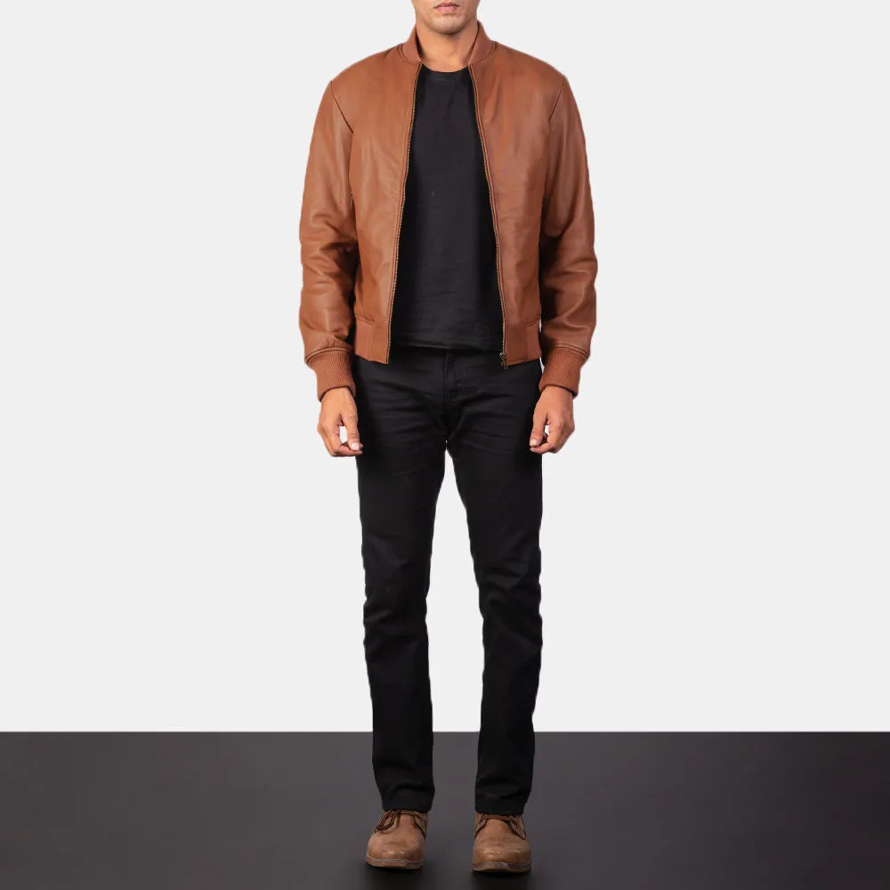 Shane Brown Leather Bomber Jacket Up to 5XL