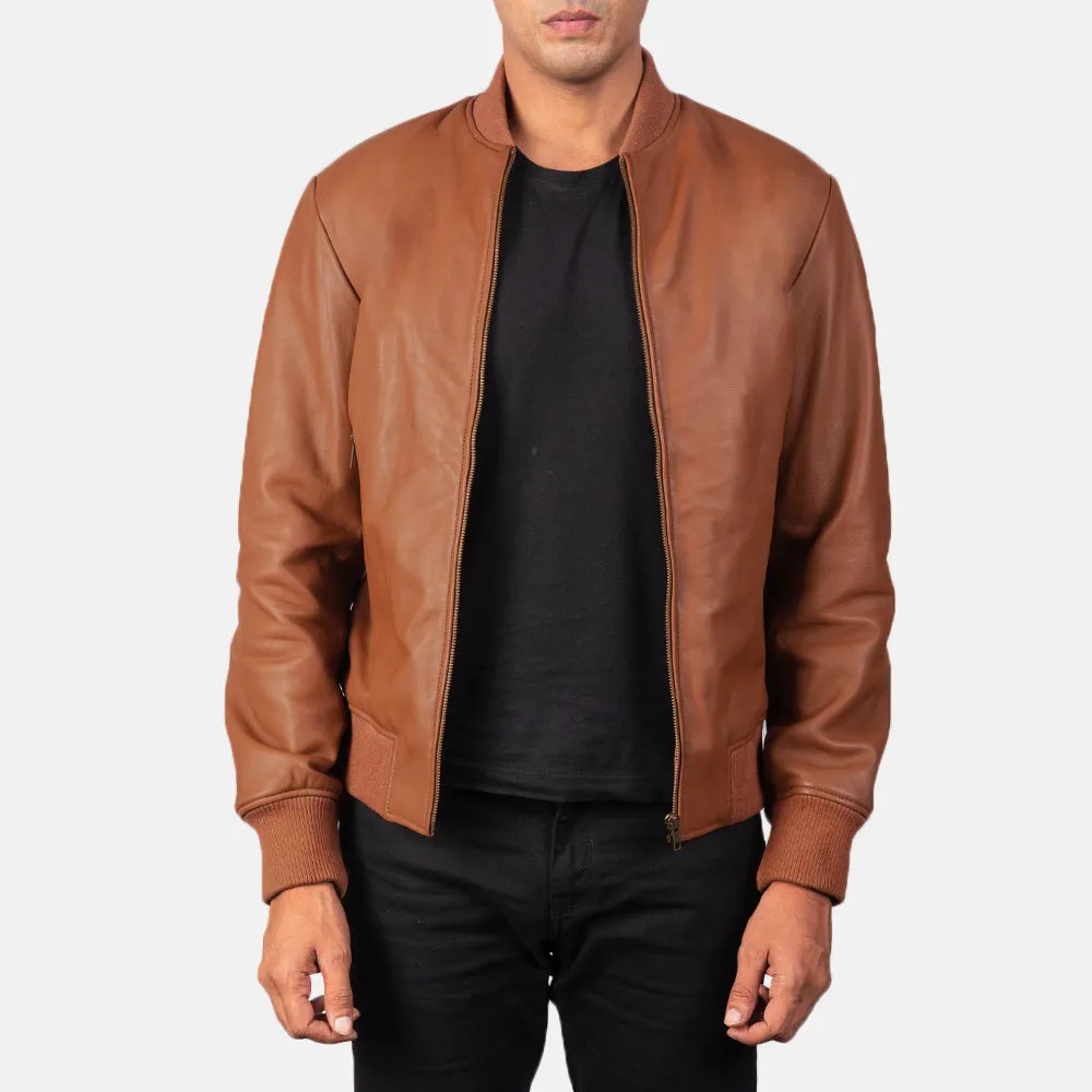 Shane Brown Leather Bomber Jacket Up to 5XL