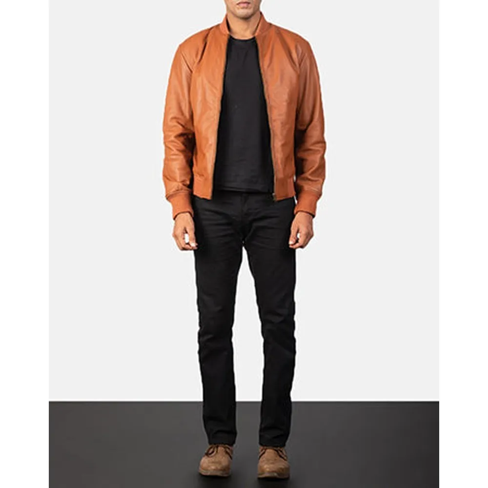 Shane Brown Leather Bomber Jacket Up to 5XL