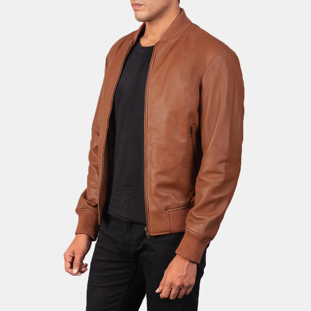 Shane Brown Leather Bomber Jacket Up to 5XL
