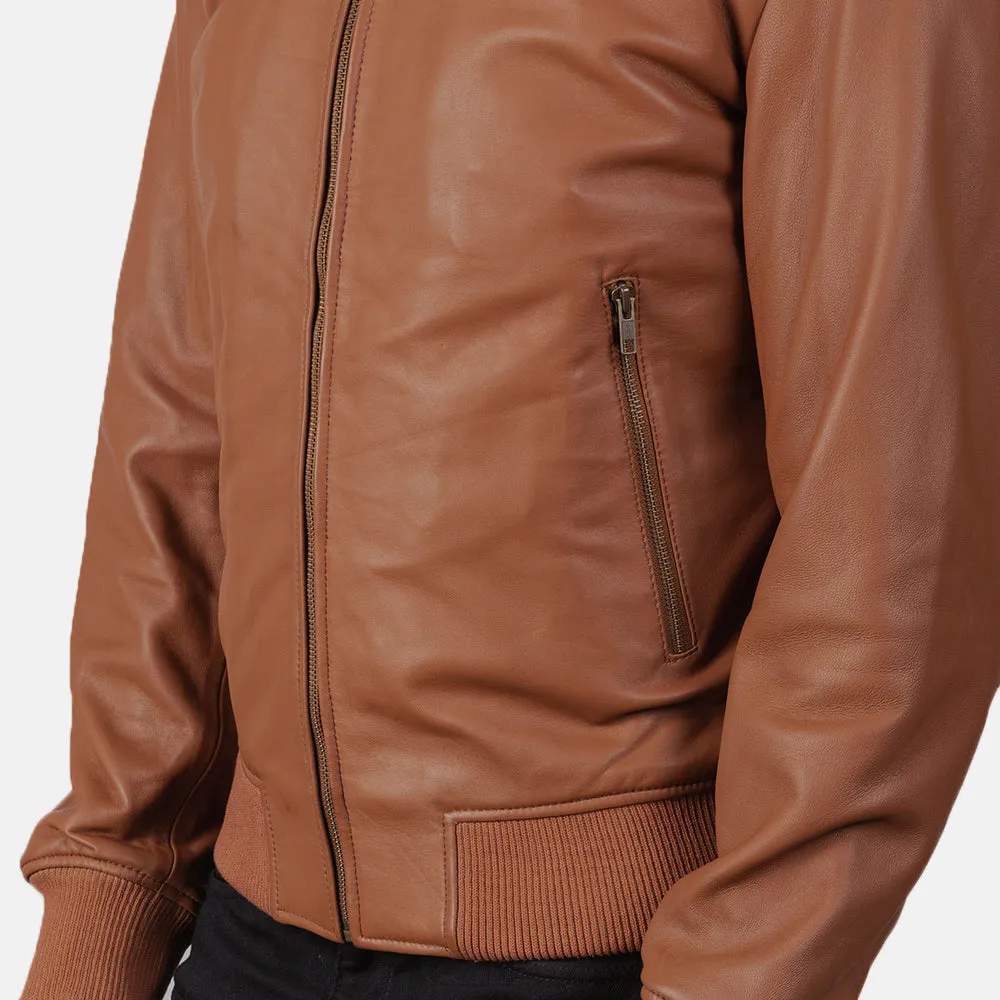 Shane Brown Leather Bomber Jacket Up to 5XL