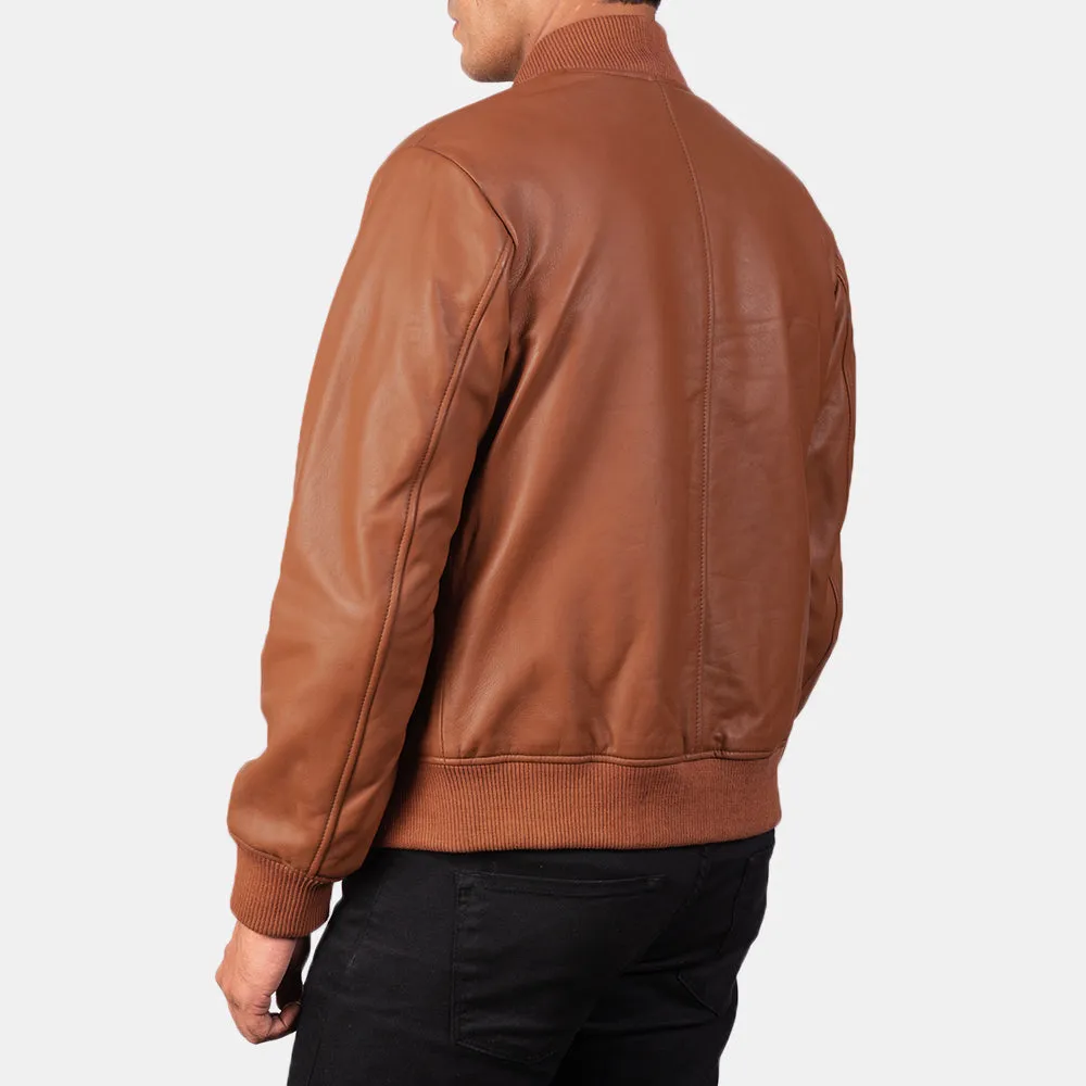 Shane Brown Leather Bomber Jacket Up to 5XL