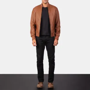 Shane Brown Leather Bomber Jacket Up to 5XL