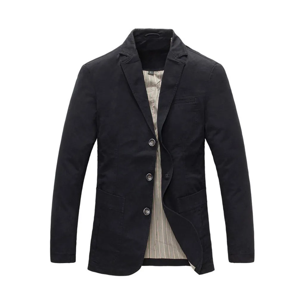 Shenrun Men Casual Blazer Military Jacket 100% Cotton Spring Autumn Suits Jackets Black Khaki Army Green Blazers Single Breasted